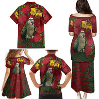 Kakapo Bird New Zealand Family Matching Puletasi and Hawaiian Shirt Floral Christmas