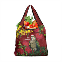 Kakapo Bird New Zealand Grocery Bag Floral Christmas