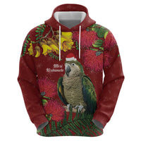 Kakapo Bird New Zealand Zip Hoodie Floral Christmas