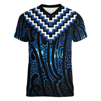 New Zealand Matariki Women V-Neck T-Shirt Galaxy Poutama Motifs