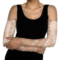 Hawaii Beige Kapa Arm Sleeves Vintage 'Ohe Kāpala Motifs Mix Plumeria Leis