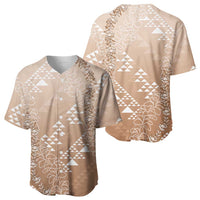 Hawaii Beige Kapa Baseball Jersey Vintage 'Ohe Kāpala Motifs Mix Plumeria Leis LT7 - Polynesian Pride