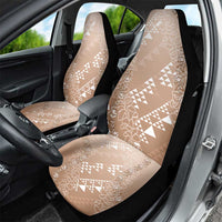Hawaii Beige Kapa Car Seat Cover Vintage 'Ohe Kāpala Motifs Mix Plumeria Leis