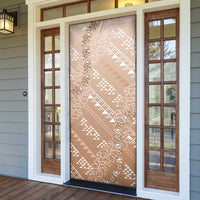 Hawaii Beige Kapa Door Cover Vintage 'Ohe Kāpala Motifs Mix Plumeria Leis