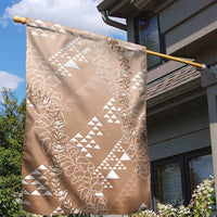 Hawaii Beige Kapa Garden Flag Vintage 'Ohe Kāpala Motifs Mix Plumeria Leis