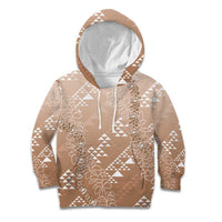 Hawaii Beige Kapa Kid Hoodie Vintage 'Ohe Kāpala Motifs Mix Plumeria Leis