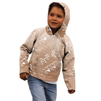 Hawaii Beige Kapa Kid Hoodie Vintage 'Ohe Kāpala Motifs Mix Plumeria Leis
