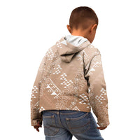 Hawaii Beige Kapa Kid Hoodie Vintage 'Ohe Kāpala Motifs Mix Plumeria Leis