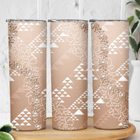 Hawaii Beige Kapa Skinny Tumbler Vintage 'Ohe Kāpala Motifs Mix Plumeria Leis
