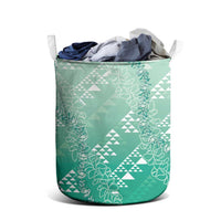 Hawaii Jade Green Kapa Laundry Basket Vintage 'Ohe Kāpala Motifs Mix Plumeria Leis LT7 - Polynesian Pride
