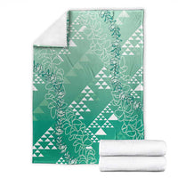 Hawaii Jade Green Kapa Blanket Vintage 'Ohe Kāpala Motifs Mix Plumeria Leis