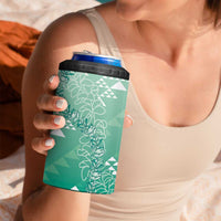 Hawaii Jade Green Kapa 4 in 1 Can Cooler Tumbler Vintage 'Ohe Kāpala Motifs Mix Plumeria Leis