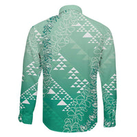 Hawaii Jade Green Kapa Family Matching Mermaid Dress and Hawaiian Shirt Vintage 'Ohe Kāpala Motifs Mix Plumeria Leis