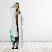 Hawaii Jade Green Kapa Hooded Blanket Vintage 'Ohe Kāpala Motifs Mix Plumeria Leis