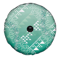 Hawaii Jade Green Kapa Spare Tire Cover Vintage 'Ohe Kāpala Motifs Mix Plumeria Leis
