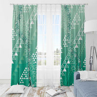 Hawaii Jade Green Kapa Window Curtain Vintage 'Ohe Kāpala Motifs Mix Plumeria Leis