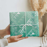 Hawaii Kapa Vintage Motifs Mix Plumeria Leis Wrapping Paper Jade Green