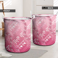 Hawaii Rose Pink Kapa Laundry Basket Vintage 'Ohe Kāpala Motifs Mix Plumeria Leis LT7 - Polynesian Pride