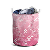 Hawaii Rose Pink Kapa Laundry Basket Vintage 'Ohe Kāpala Motifs Mix Plumeria Leis LT7 - Polynesian Pride