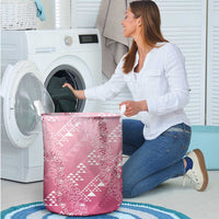 Hawaii Rose Pink Kapa Laundry Basket Vintage 'Ohe Kāpala Motifs Mix Plumeria Leis LT7 - Polynesian Pride