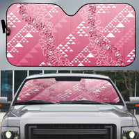 Hawaii Rose Pink Kapa Auto Sun Shade Vintage 'Ohe Kāpala Motifs Mix Plumeria Leis