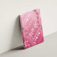 Hawaii Rose Pink Kapa Canvas Wall Art Vintage 'Ohe Kāpala Motifs Mix Plumeria Leis