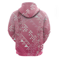 Hawaii Rose Pink Kapa Hoodie Vintage 'Ohe Kāpala Motifs Mix Plumeria Leis