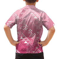 Hawaii Rose Pink Kapa Kid Hawaiian Shirt Vintage 'Ohe Kāpala Motifs Mix Plumeria Leis