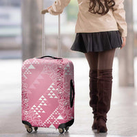 Hawaii Rose Pink Kapa Luggage Cover Vintage 'Ohe Kāpala Motifs Mix Plumeria Leis