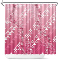 Hawaii Rose Pink Kapa Shower Curtain Vintage 'Ohe Kāpala Motifs Mix Plumeria Leis