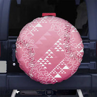 Hawaii Rose Pink Kapa Spare Tire Cover Vintage 'Ohe Kāpala Motifs Mix Plumeria Leis