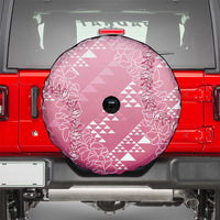 Hawaii Rose Pink Kapa Spare Tire Cover Vintage 'Ohe Kāpala Motifs Mix Plumeria Leis