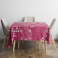 Hawaii Rose Pink Kapa Tablecloth Vintage 'Ohe Kāpala Motifs Mix Plumeria Leis