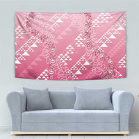 Hawaii Rose Pink Kapa Tapestry Vintage 'Ohe Kāpala Motifs Mix Plumeria Leis LT7 - Polynesian Pride
