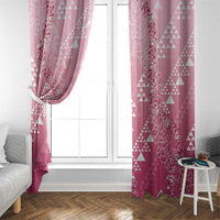 Hawaii Rose Pink Kapa Window Curtain Vintage 'Ohe Kāpala Motifs Mix Plumeria Leis