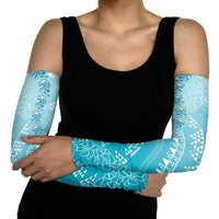 Hawaii Turquoise Kapa Arm Sleeves Vintage 'Ohe Kāpala Motifs Mix Plumeria Leis