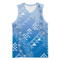 Hawaii Royal Blue Kapa Basketball Jersey Vintage 'Ohe Kāpala Motifs Mix Plumeria Leis