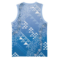 Hawaii Royal Blue Kapa Basketball Jersey Vintage 'Ohe Kāpala Motifs Mix Plumeria Leis