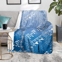 Hawaii Royal Blue Kapa Blanket Vintage 'Ohe Kāpala Motifs Mix Plumeria Leis LT7 - Polynesian Pride