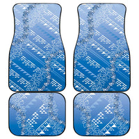 Hawaii Royal Blue Kapa Car Mats Vintage 'Ohe Kāpala Motifs Mix Plumeria Leis
