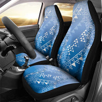 Hawaii Royal Blue Kapa Car Seat Cover Vintage 'Ohe Kāpala Motifs Mix Plumeria Leis