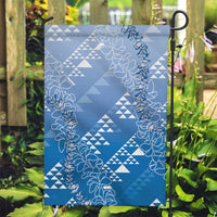 Hawaii Royal Blue Kapa Garden Flag Vintage 'Ohe Kāpala Motifs Mix Plumeria Leis