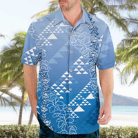 Hawaii Royal Blue Kapa Hawaiian Shirt Vintage 'Ohe Kāpala Motifs Mix Plumeria Leis