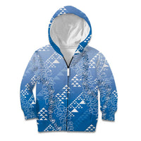 Hawaii Royal Blue Kapa Kid Hoodie Vintage 'Ohe Kāpala Motifs Mix Plumeria Leis