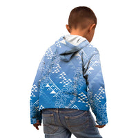 Hawaii Royal Blue Kapa Kid Hoodie Vintage 'Ohe Kāpala Motifs Mix Plumeria Leis