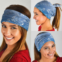 Hawaii Royal Blue Kapa Neck Gaiter Vintage 'Ohe Kāpala Motifs Mix Plumeria Leis