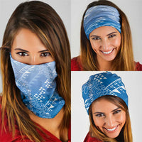 Hawaii Royal Blue Kapa Neck Gaiter Vintage 'Ohe Kāpala Motifs Mix Plumeria Leis