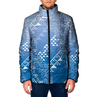 Hawaii Royal Blue Kapa Padded Jacket Vintage 'Ohe Kāpala Motifs Mix Plumeria Leis LT7 Men Royal Blue - Polynesian Pride