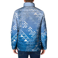 Hawaii Royal Blue Kapa Padded Jacket Vintage 'Ohe Kāpala Motifs Mix Plumeria Leis LT7 - Polynesian Pride