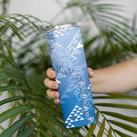 Hawaii Royal Blue Kapa Skinny Tumbler Vintage 'Ohe Kāpala Motifs Mix Plumeria Leis LT7 - Polynesian Pride